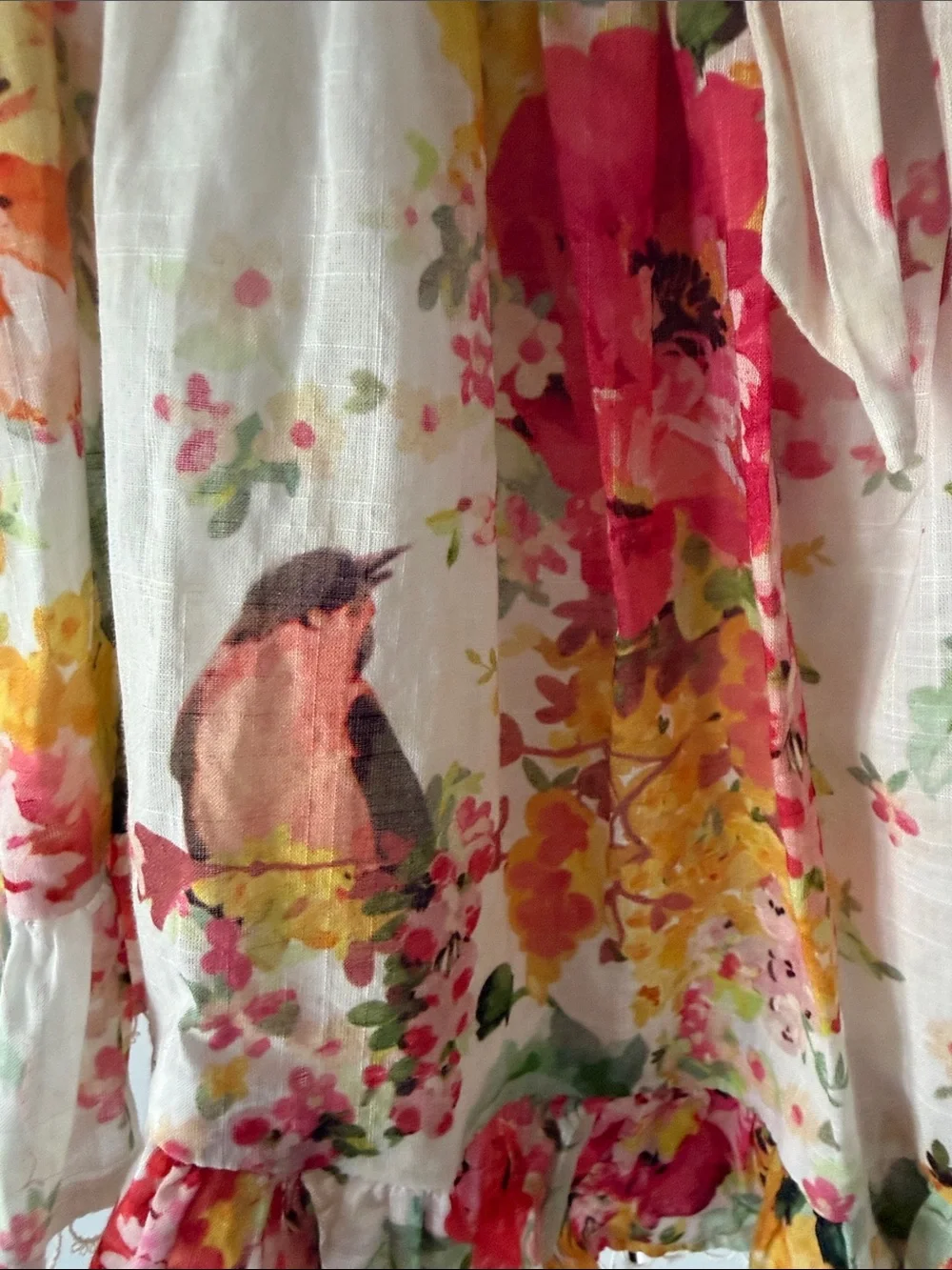 Zimmermann Kids Floral Smocked Dress- White with Pink & Yellow Floral Size 1